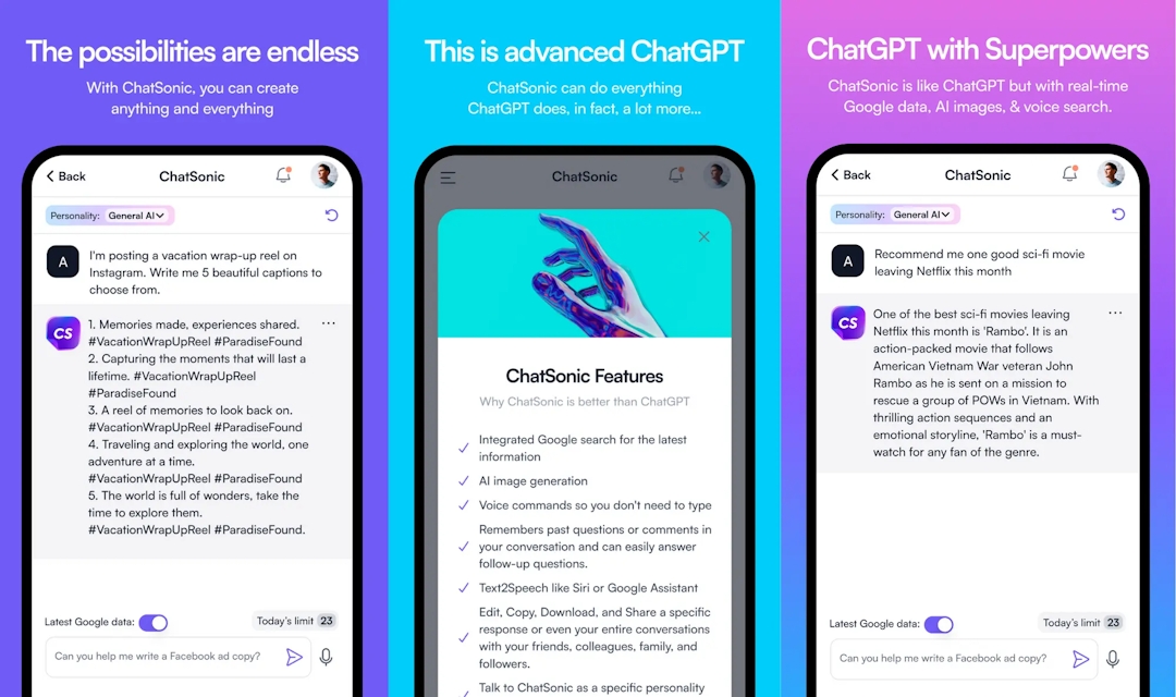 Experience the power of AI and ChatGPT on the go with the Chatsonic mobile app