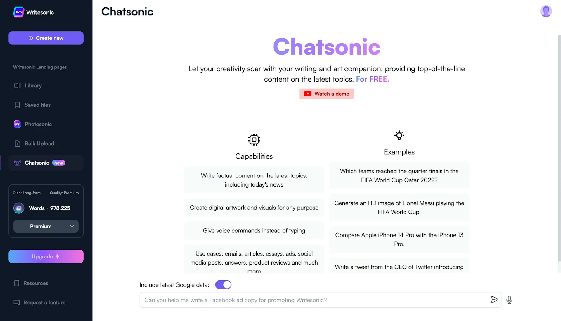 Chatsonic vs ChatGPT
