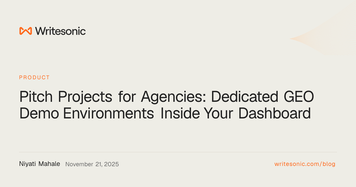 Pitch Projects for Agencies: Dedicated GEO Demo Environment…