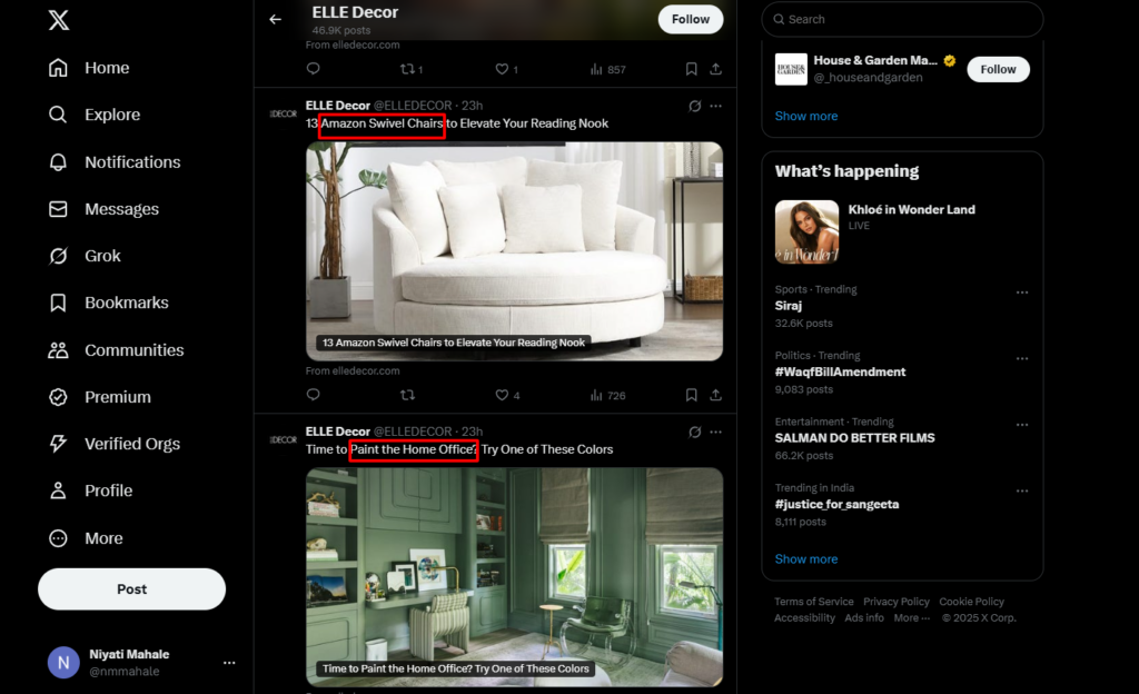 Your competitors' social media profiles also contain keyword clues.