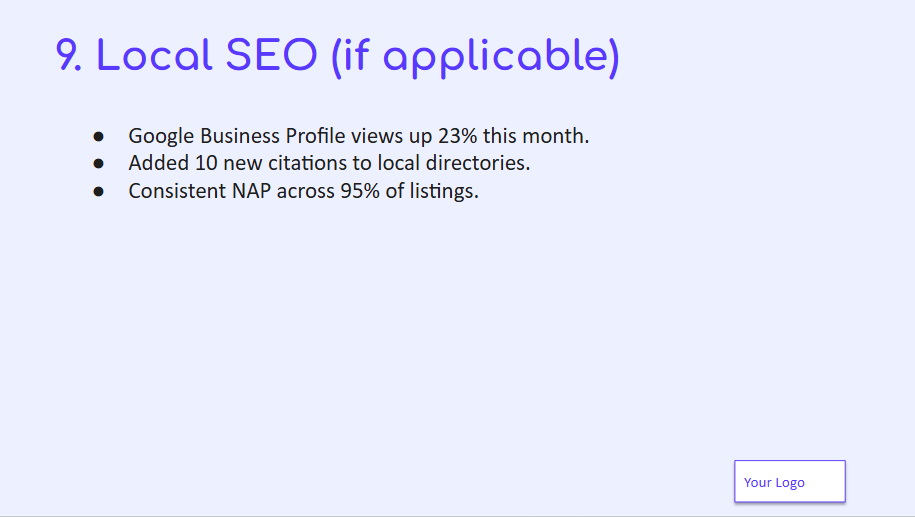 SEO Reports for Clients: Local SEO