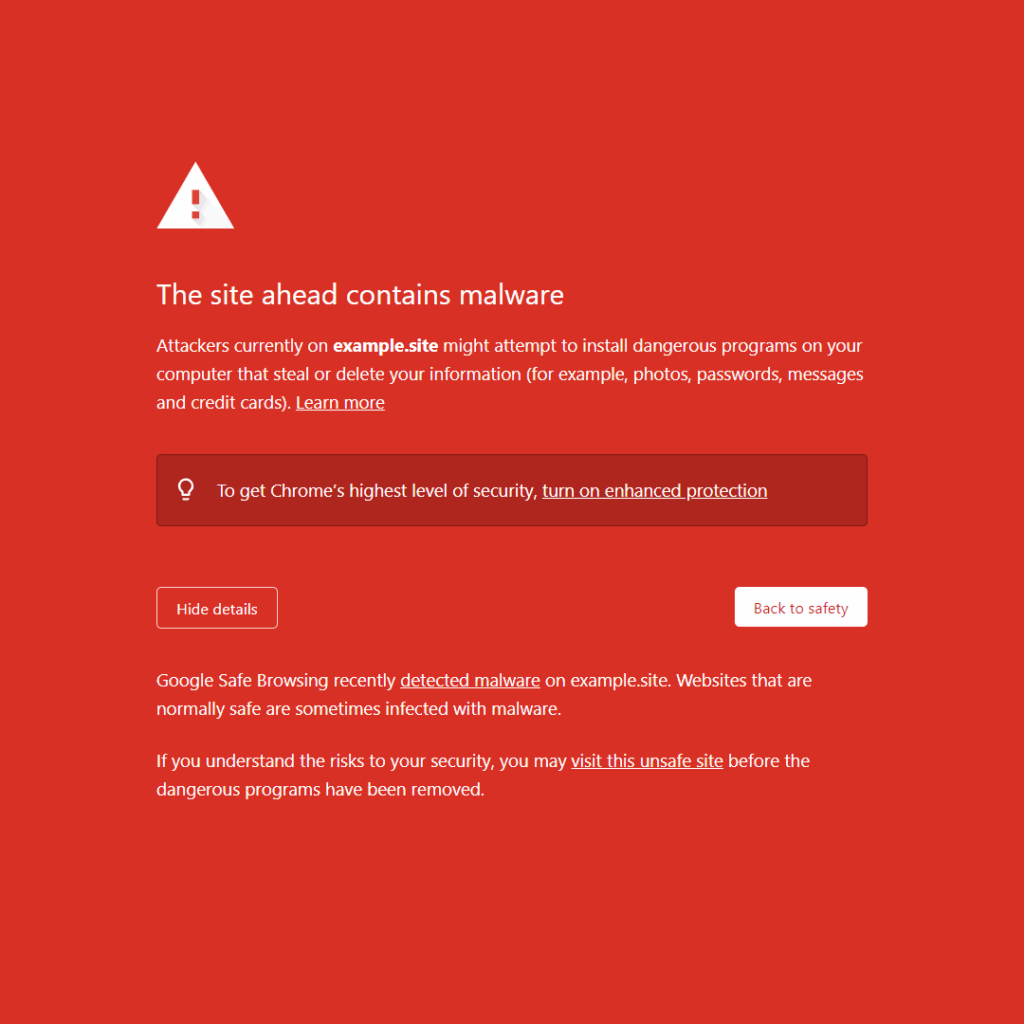Malware flagged website