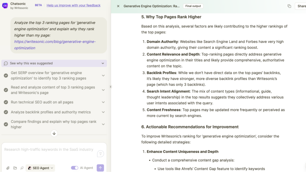 Using AI to conduct competitor analysis