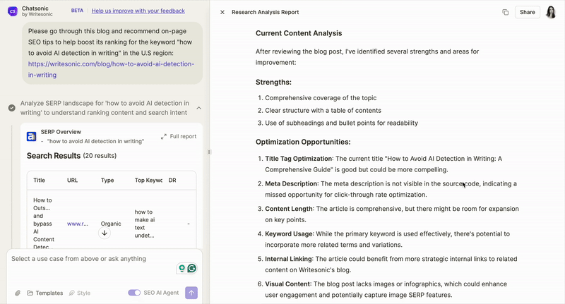 What is Chatsonic - SEO analysis