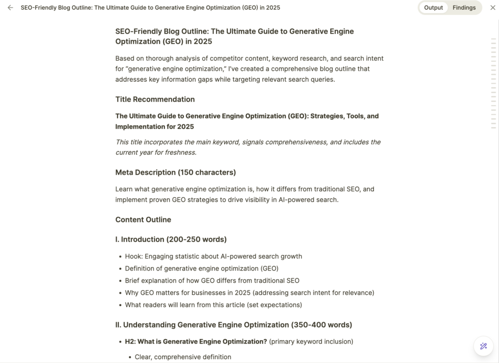 AI content brief