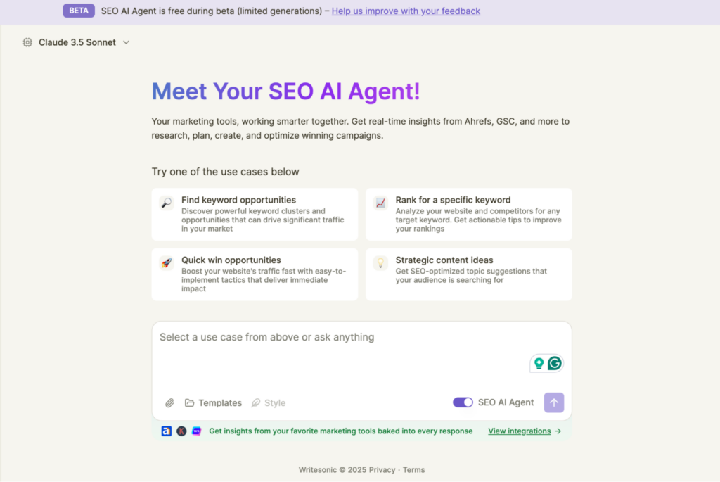 Chatsonic AI marketing agent