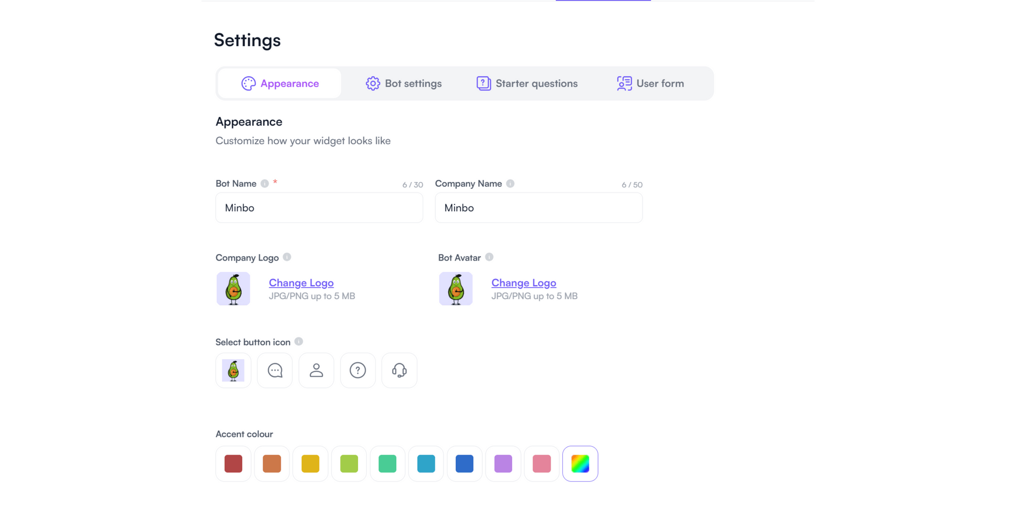 Adding starter questions to Botsonic