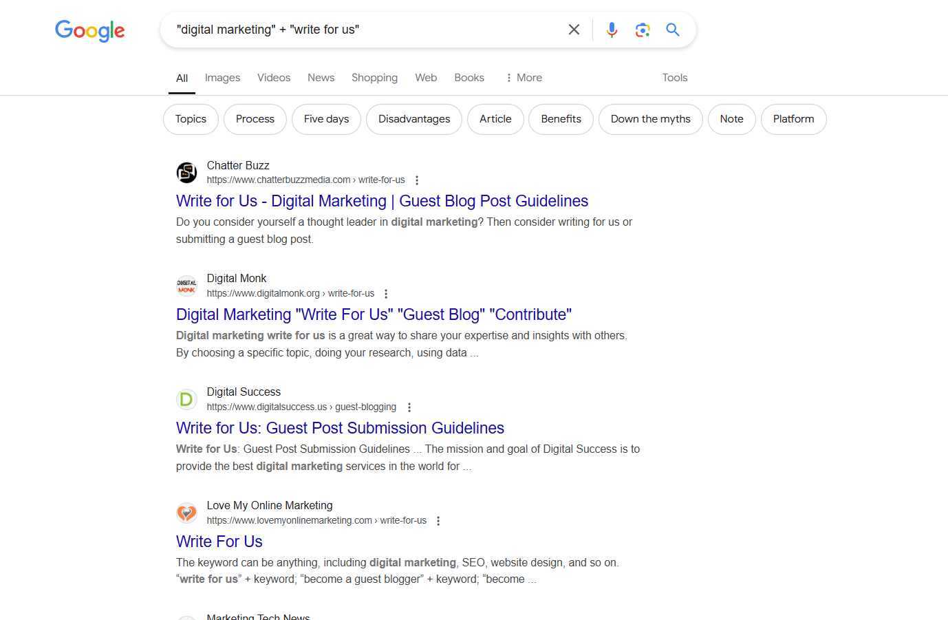 Google search for guest posting websites.