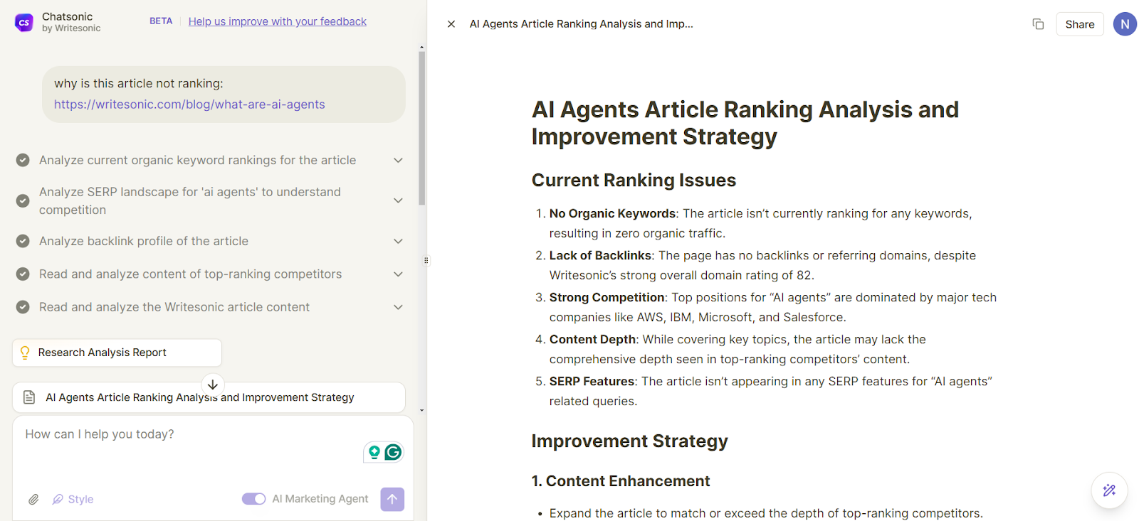 Chatsonic can also help improve SERP rankings.