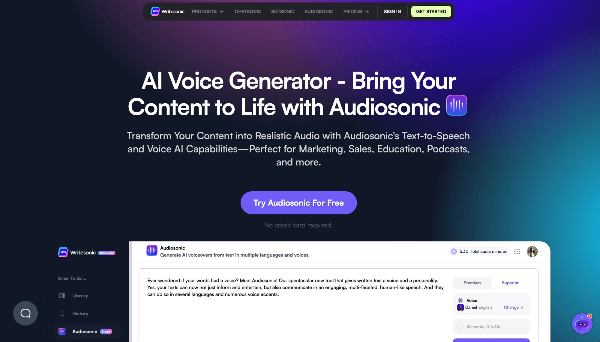 Audiosonic - AI content generator