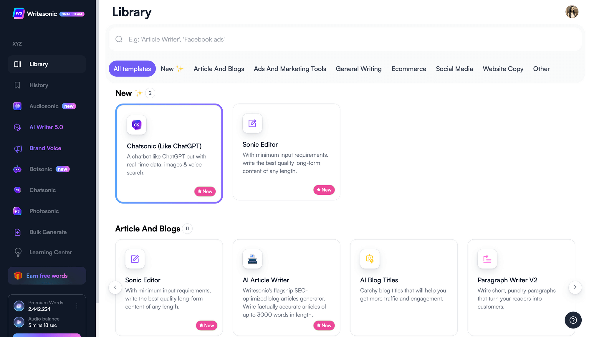 Writesonic - Keyword research