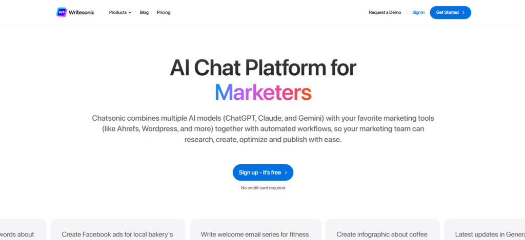 Chatsonic is one of the best AI agents for marketing currently available.