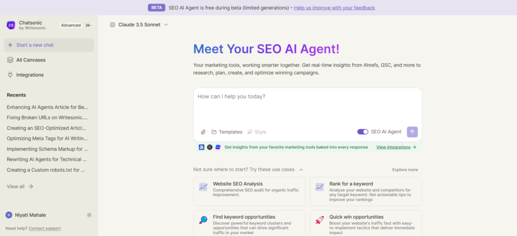 Chatsonic is an SEO AI agent.