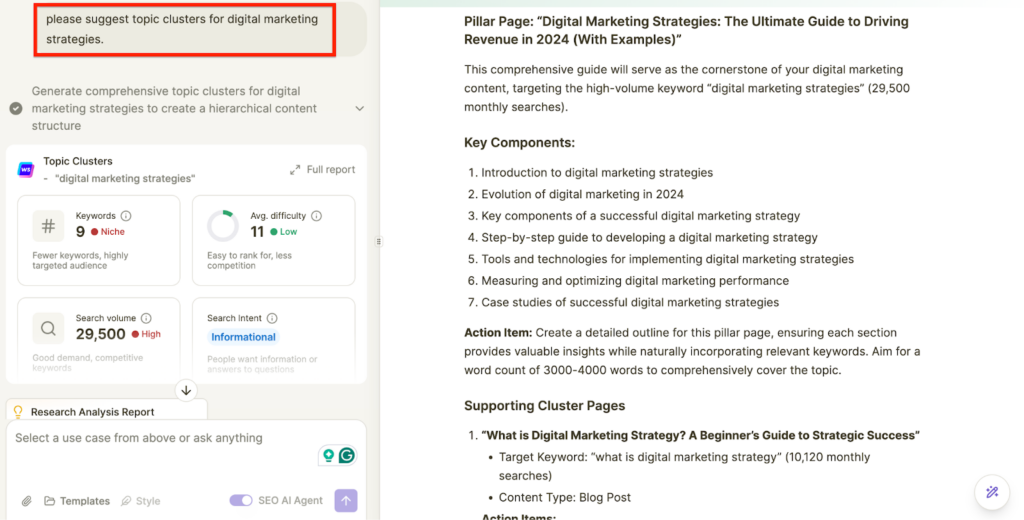 Using Chatsonic to identify topic clusters for on-page SEO