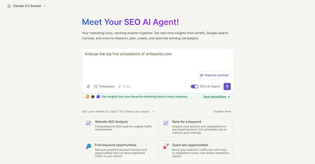 The SEO AI agent first identifies the SEO request