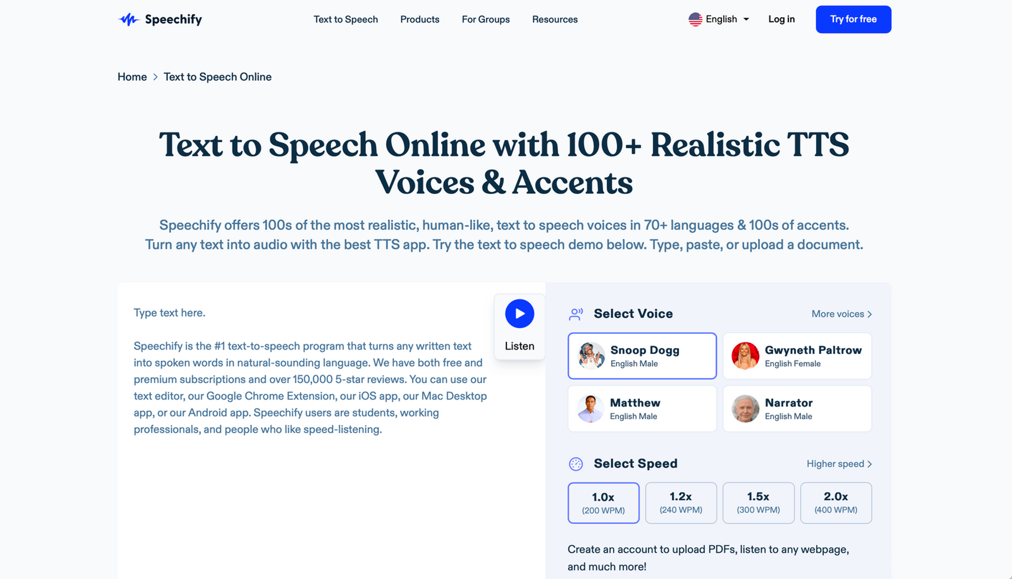 Speechify - character voice generators