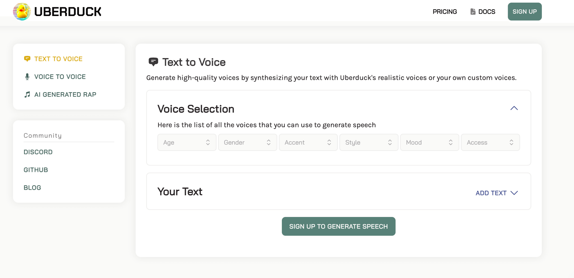 Uberduck - character voice generators