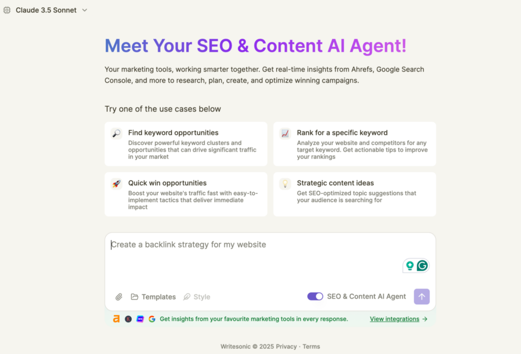 Chatsonic: SEO and content agentic AI solution