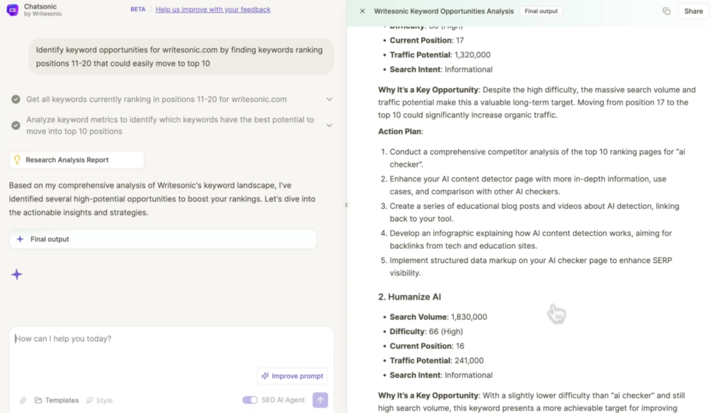 How to use Chatsonic for AI SEO automation