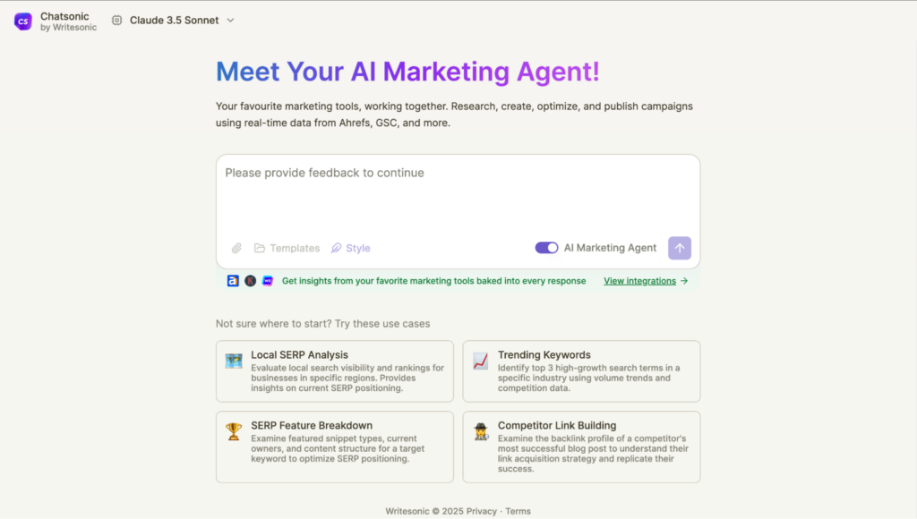 AI agents in content marketing - Chatsonic