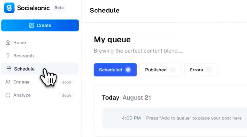 Post scheduling with social media AI agents like Socialsonic