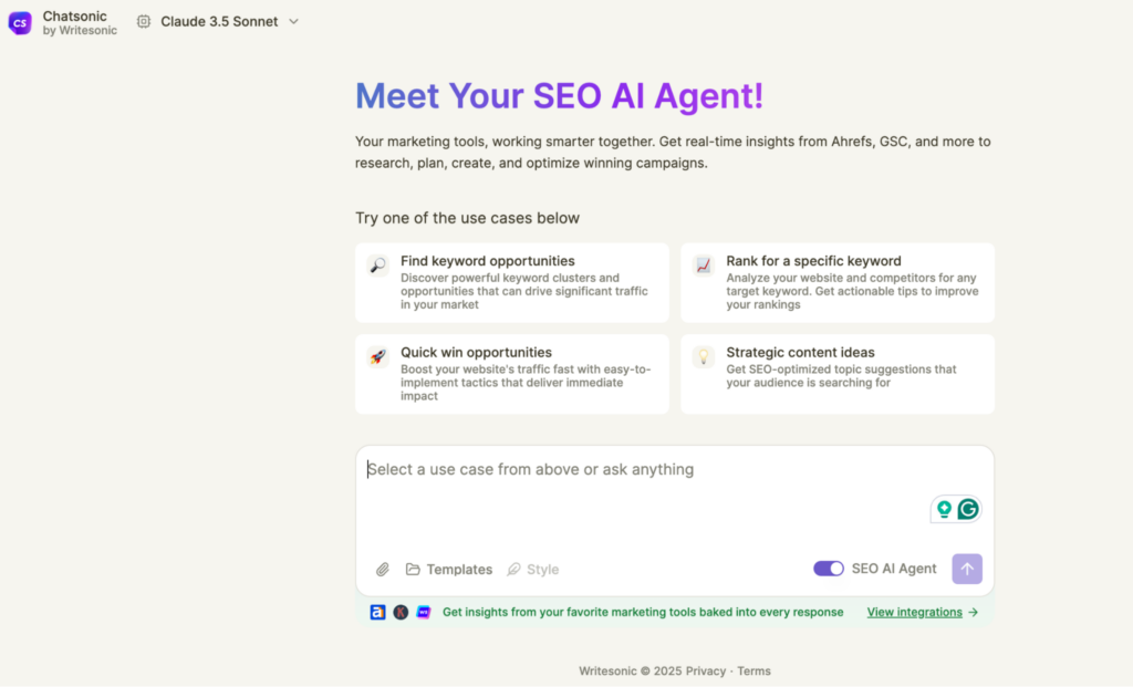 AI agents for on-page SEO: Chatsonic