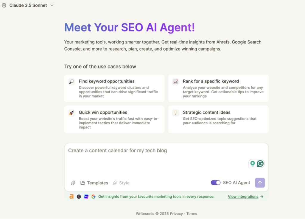 Chatsonic SEO AI agent for content editing