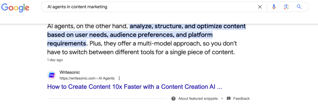 featured snippet sample