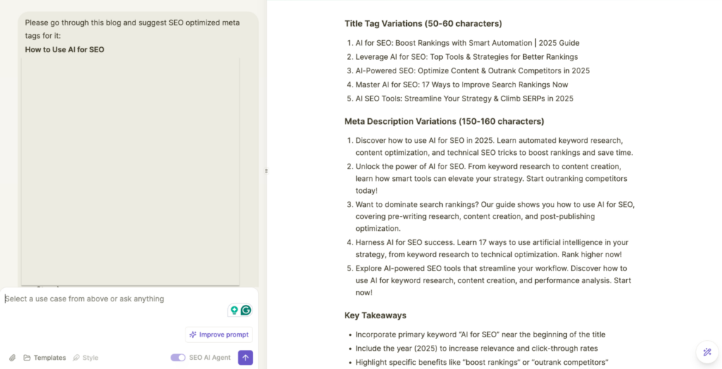 Using AI agents for meta tag optimization for SEO enhancement