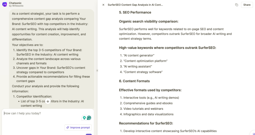 AI Agents For Content Gap Analysis - Using Chatsonic for competitor analysis