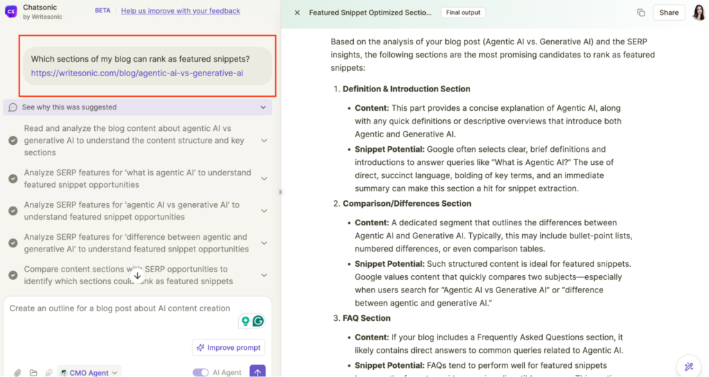 Optimizing content for featured snippets to improve SEO