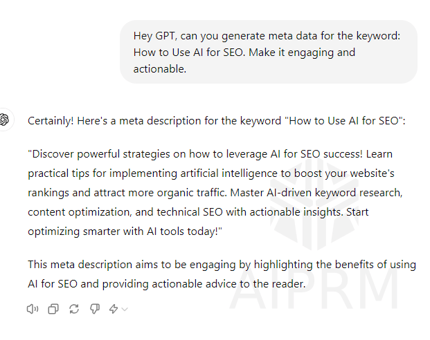 ChatGPT for metadata - AI for SEO